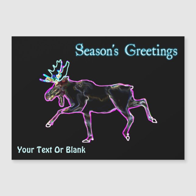 Grüße der Saison - Elektrische Elche Magnetkarte (Vorderseite)