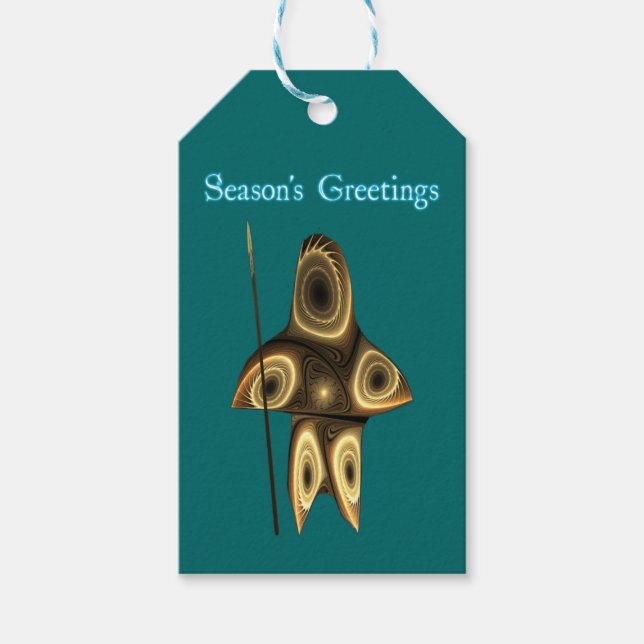 Grüße der Saison - Fraktal Inuit Hunter Geschenkanhänger (Vorderseite)