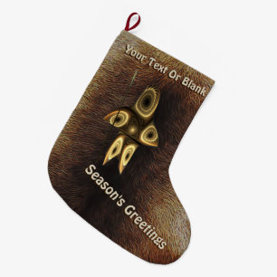 Grüße der Saison - Fraktal Inuit Hunter Großer Weihnachtsstrumpf