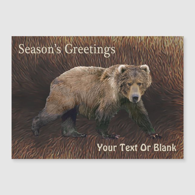 Grüße der Saison - Kodiak-Bär auf Karibik-Pelz Magnetkarte (Vorderseite)