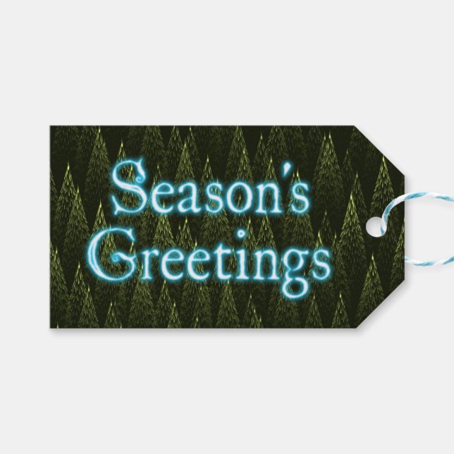 Grüße der Saison - Konifer Geschenkanhänger (Vorderseite (Horizontal))