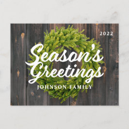 Grüße der Saison Land Rustikale Kiefernwälder Feiertagspostkarte