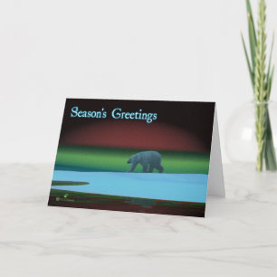 Grüße der Saison - Polarlichter Polarbär Feiertagskarte