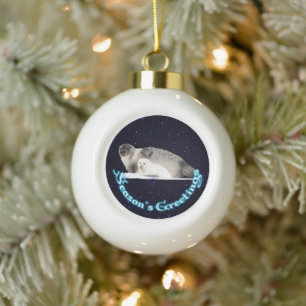 Grüße der Saison - Ringed Siegel Keramik Kugel-Ornament