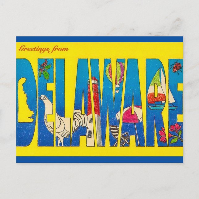 Grüße des Staates Delaware   Postkarte (Vorderseite)