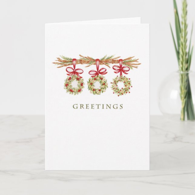 Grüße Drei Kränze Zweigstelle Weihnachtskarte Karte (Vorderseite)