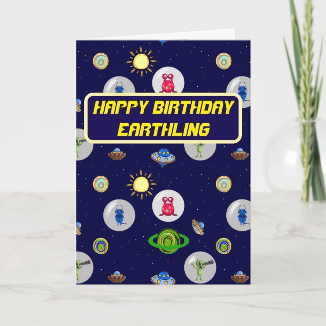 Grüße Earthling Happy Birthday Card Einladung (Vorderseite)