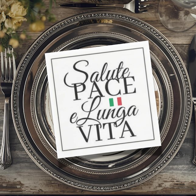 Grüße Frieden und langes Leben Serviette (Salute, Pace, e Lunga Vita Wedding Napkin with Italian Flag (Health, Peace, and Long Life) )