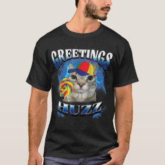 Grüße Huzz Lustiger Lutscher Kater T-Shirt