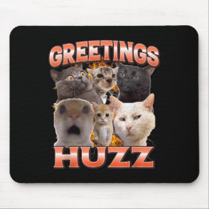 Grüße Huzz Lustiges Unhinged Cat Meme Bootleg Mousepad