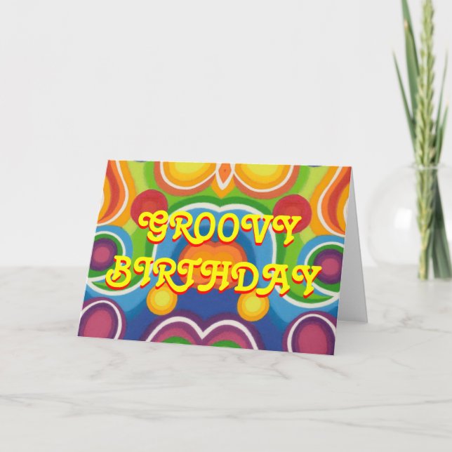 Grüße Karte "Groovy Birthday" (Vorderseite)