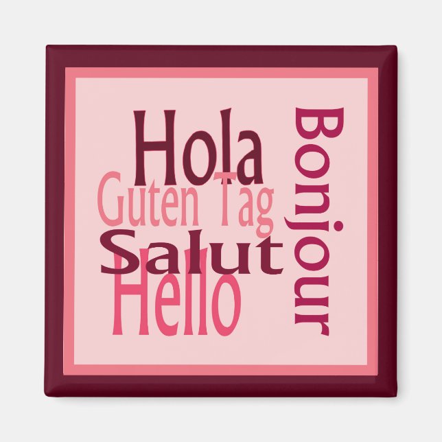 Grüße Rosa Kühlschrankmagnet (Vorne)