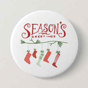 Grüße und Weihnachten-Strumpf der Saison Button