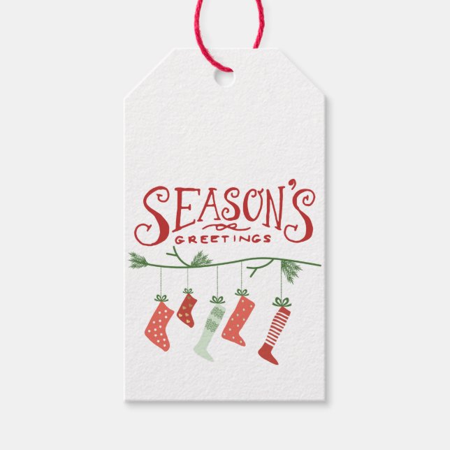 Grüße und Weihnachten-Strumpf der Saison Geschenkanhänger (Vorderseite)