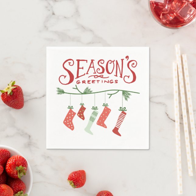 Grüße und Weihnachten-Strumpf der Saison Serviette (Beispiel)