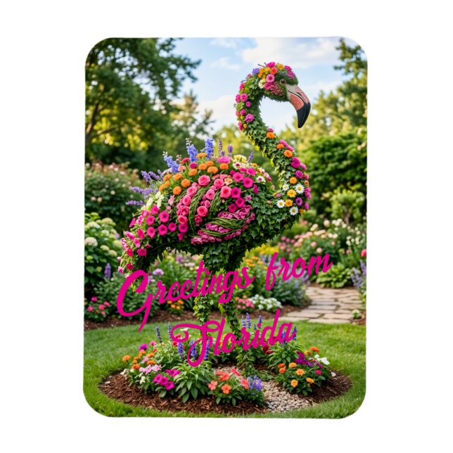 Grüße vom Florida Tropical Flamingo Topiary  Magnet (Vertikal)