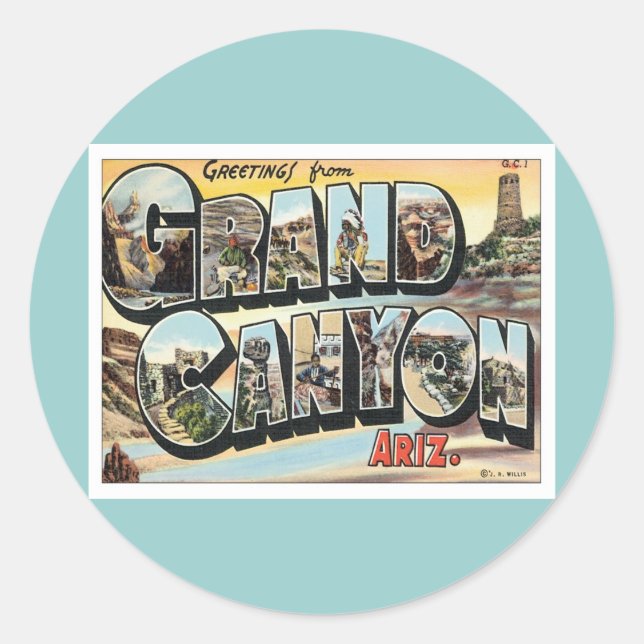 Grüße vom Grand Canyon Arizona Runder Aufkleber (Vorderseite)