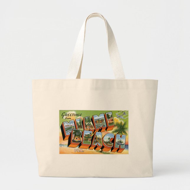 Grüße vom Miami Beach, Florida! Jumbo Stoffbeutel (Vorne)