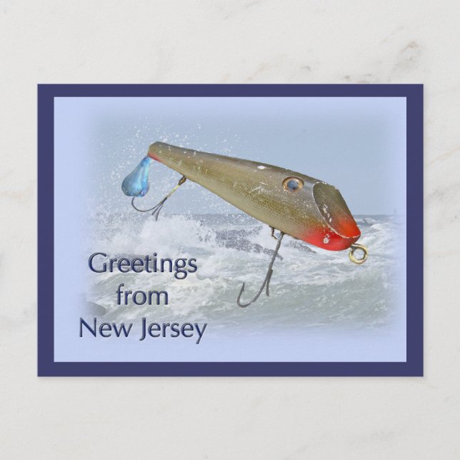 Grüße vom New Jersey Angelköder Postkarte (Vorderseite)