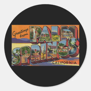 Grüße vom Palm Springs Kalifornien Runder Aufkleber