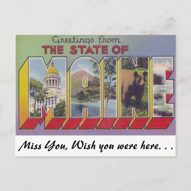 Grüße vom Staat Maine Postkarte (Vorderseite)