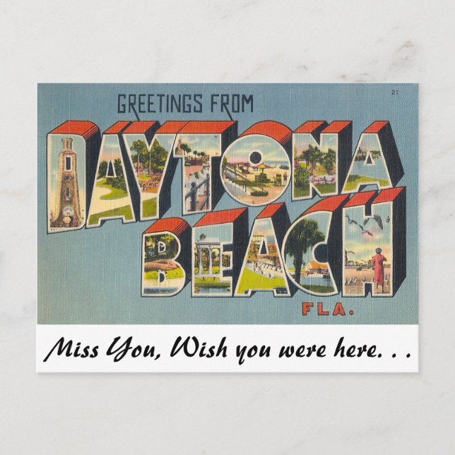 Grüße vom Strand von Daytona, Florida Postkarte (Vorderseite)