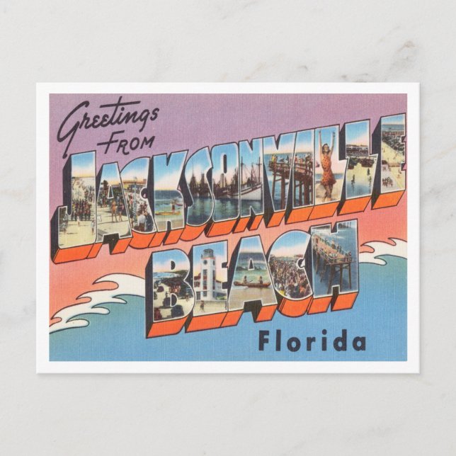 Grüße vom Strand von Jacksonville, Florida Travel Postkarte (Vorderseite)