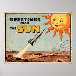 Grüße vom Sun Retro Sci-Fi Poster