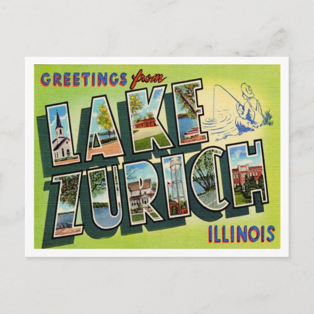 Grüße vom Zürichsee, Illinois Travel Postkarte (Vorderseite)