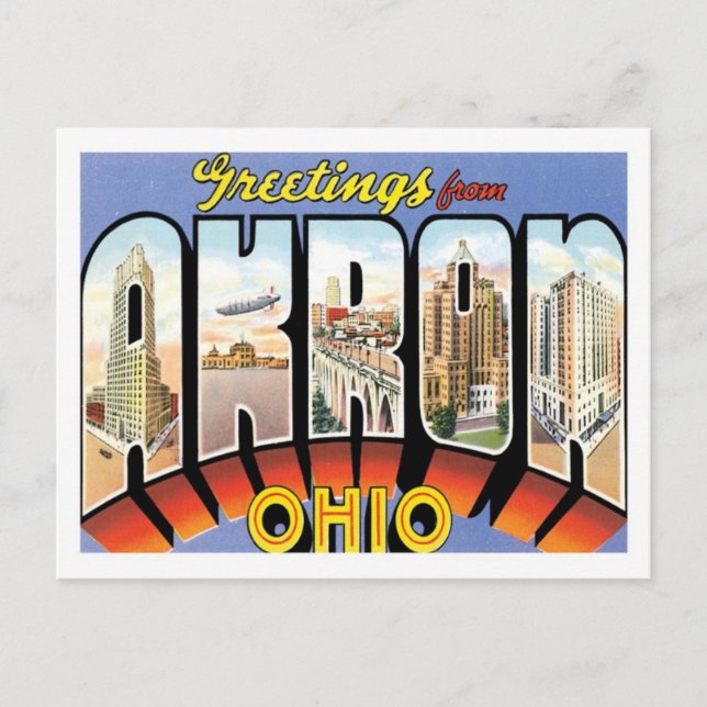 Grüße von Akron Ohio US City Postkarte (Vorderseite)
