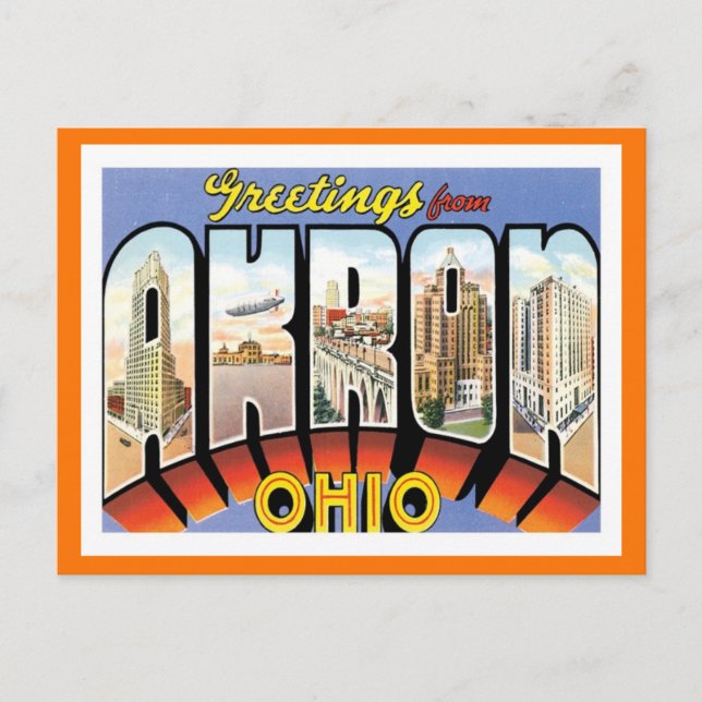 Grüße von Akron Ohio US City Postkarte (Vorderseite)