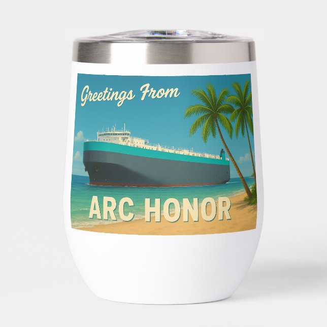 "Grüße von ARC Honor" Isolierbecher (Vorderseite)
