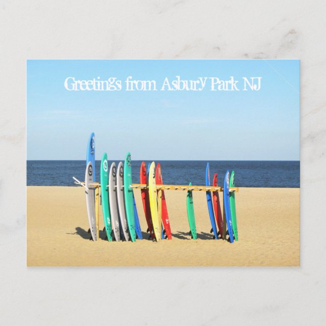 Grüße von Asbury Park NJ - Surfboards Postkarte (Vorderseite)