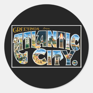 Grüße von Atlantic City! Runder Aufkleber