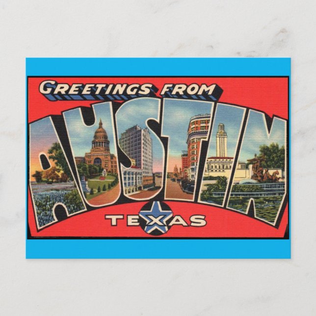Grüße von Austin Texas Postcard Postkarte (Vorderseite)