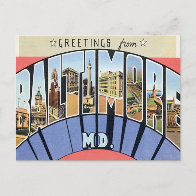 Grüße von Baltimore Maryland Postkarte (Vorderseite)