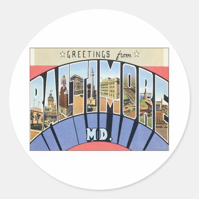 Grüße von Baltimore Maryland Runder Aufkleber (Vorderseite)