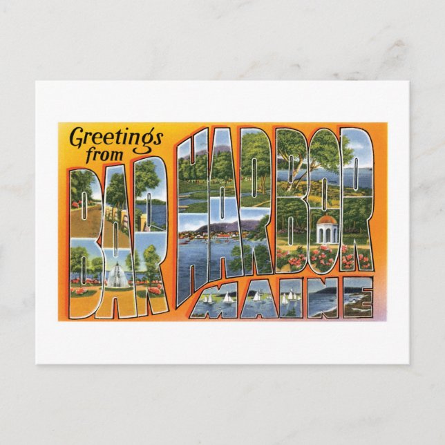 Grüße von Bar Harbour, Maine! Postkarte (Vorderseite)