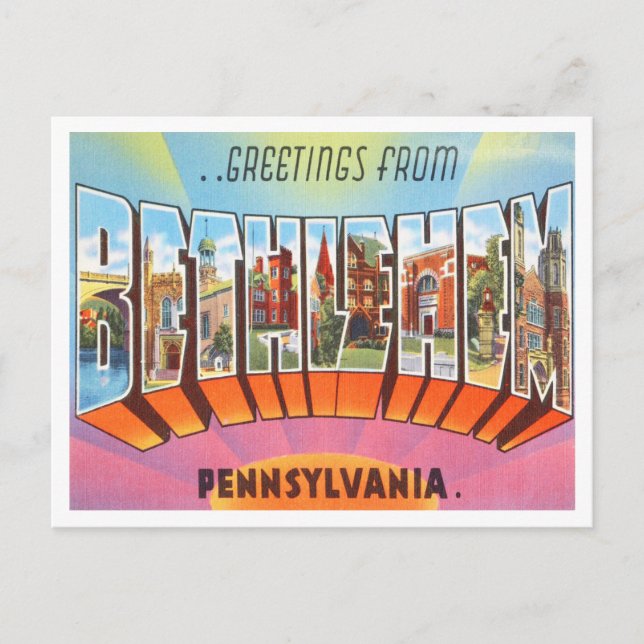 Grüße von Bethlehem, Pennsylvania Travel Postkarte (Vorderseite)