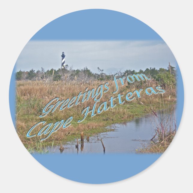 Grüße von Cape Hatteras OBX Runder Aufkleber (Vorderseite)