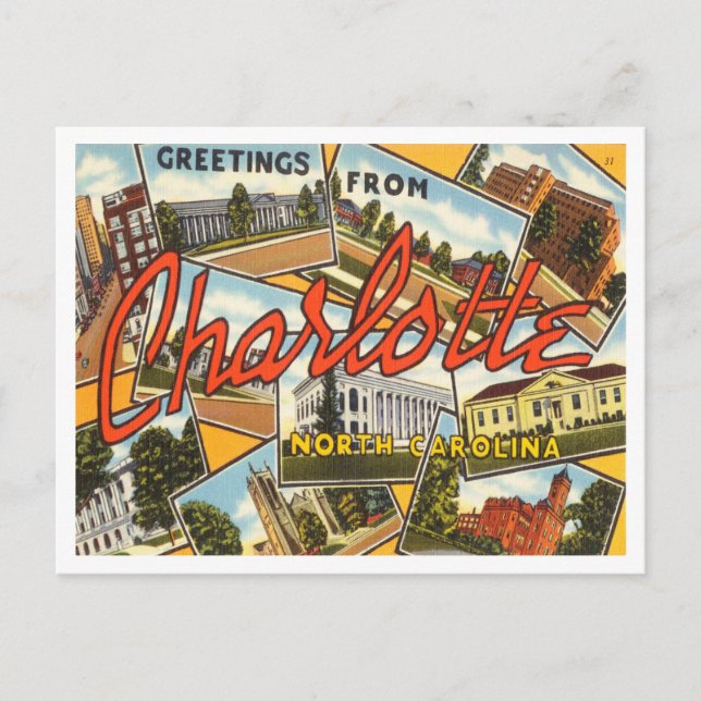 Grüße von Charlotte, North Carolina Travel Postkarte (Vorderseite)
