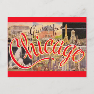 Grüße von Chicago Vintage Postkarte