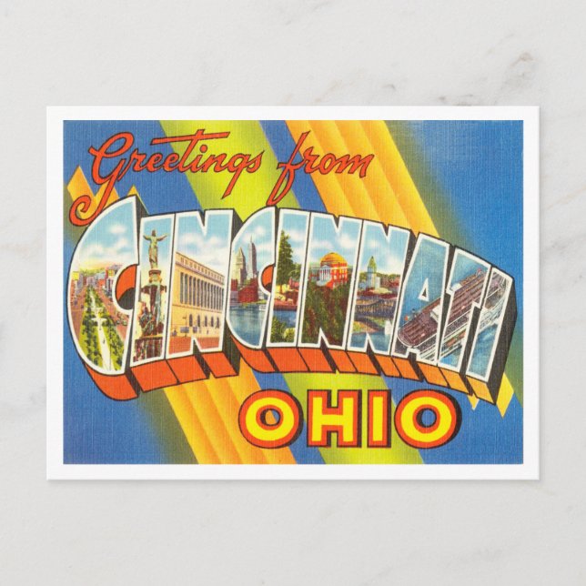 Grüße von Cincinnati, Ohio Vintage Travel Postkarte (Vorderseite)