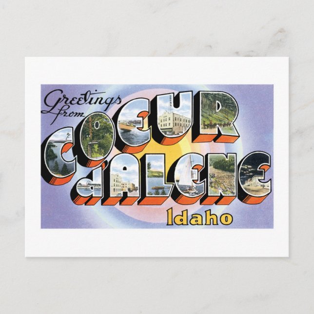 Grüße von Coeur d'Alene, Idaho! Postkarte (Vorderseite)