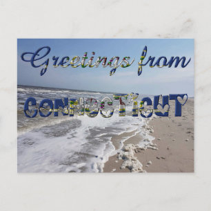 Grüße von Conneticut State Flag Hearts USA Postkarte