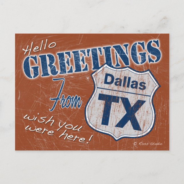 Grüße von Dallas Texas Postcard Postkarte (Vorderseite)