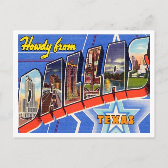 Grüße von Dallas, Texas Vintage Travel Postkarte (Vorderseite)