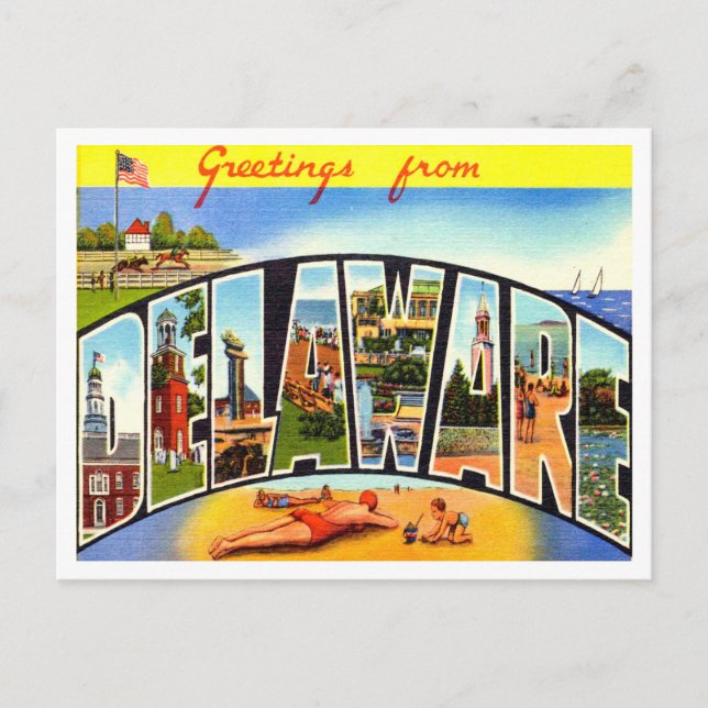Grüße von Delaware Vintage Travel Postkarte (Vorderseite)