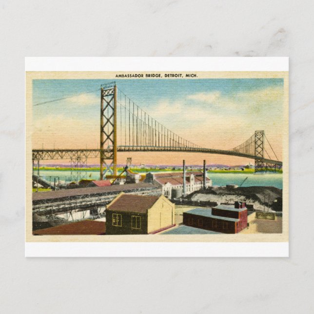 Grüße von der Ambassador Bridge Detroit Postkarte (Vorderseite)