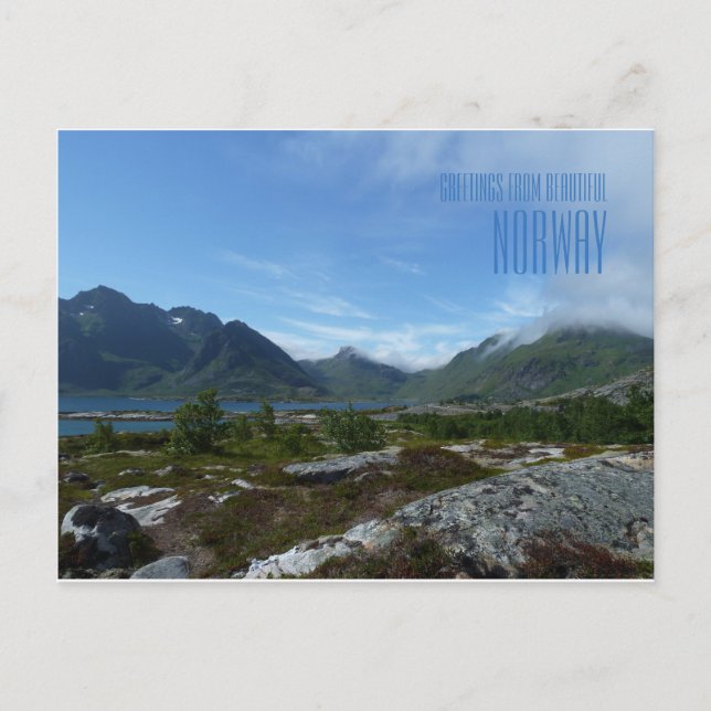 Grüße von der schönen norwegischen Fotokarte Lofot Postkarte (Vorderseite)